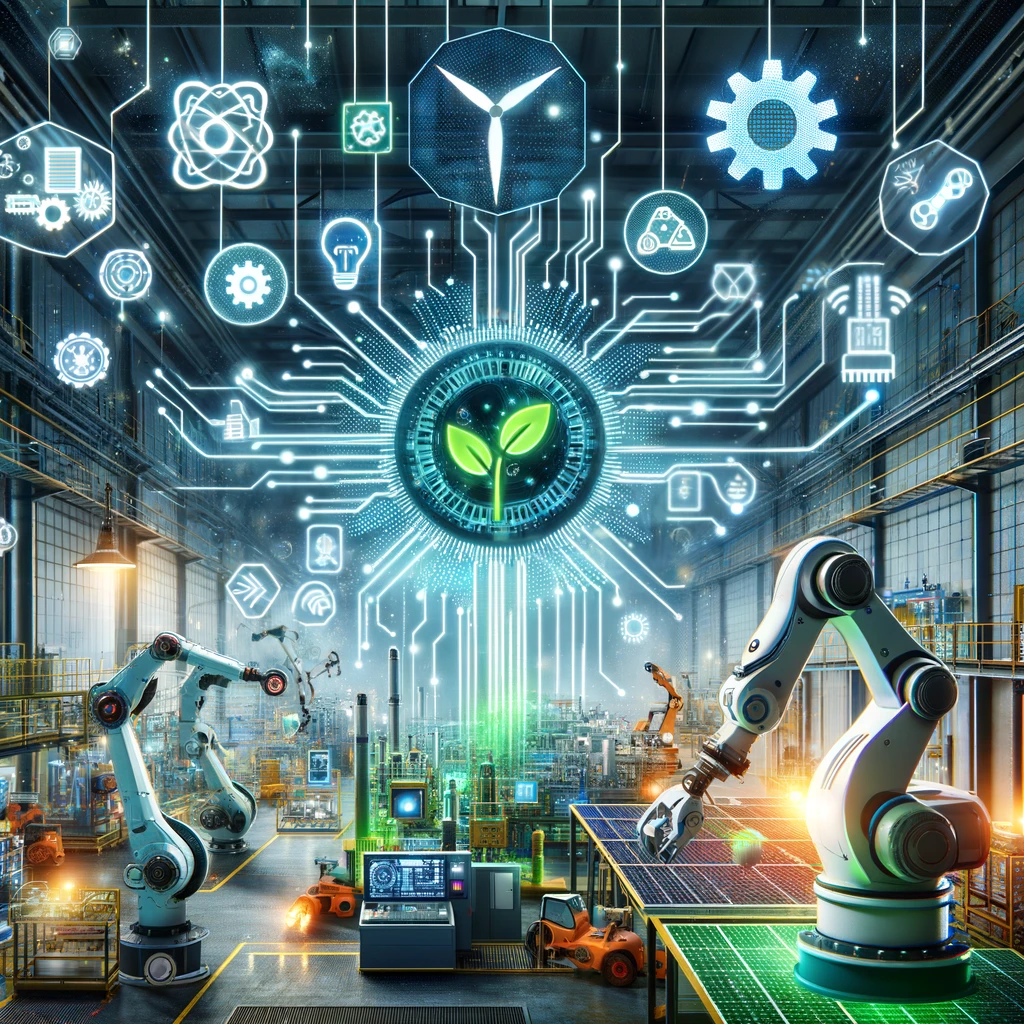 Graphic displaying technology components in a manufacturing facility